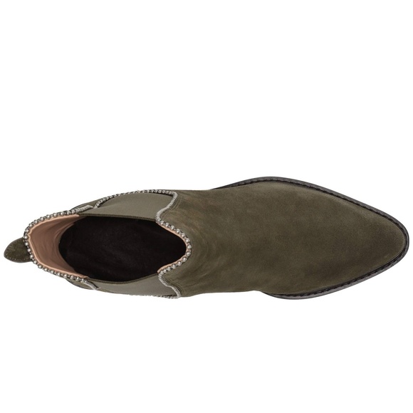 Coach Bowery bead Chelsea Khaki Green Suede Leather Ankle Fashion Boots Booties - Picture 5 of 14